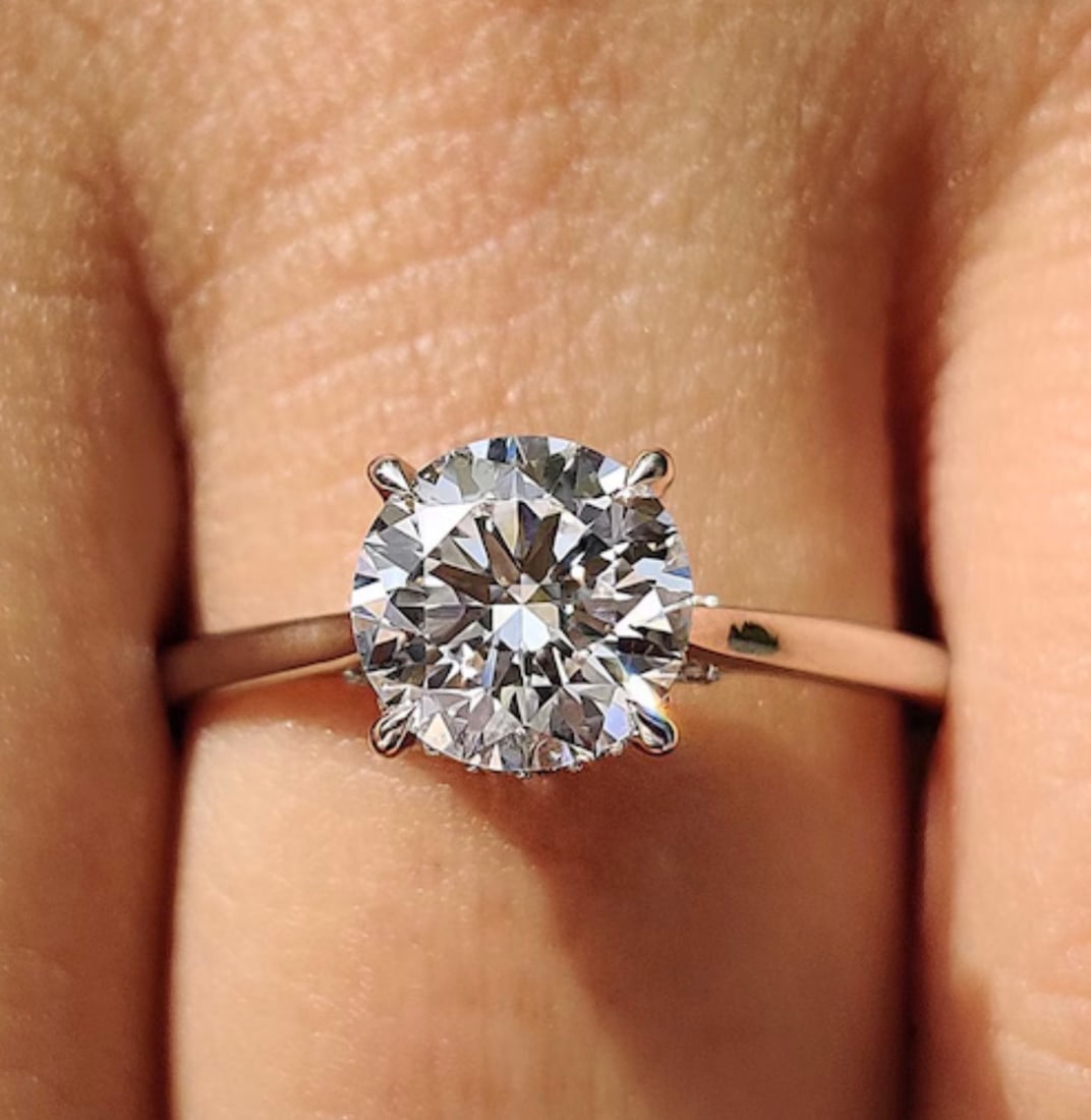 2.00 Carat Round Cut Certified D VVS1 Lab Grown Diamond in 14KT Solid White Gold Engagement Ring - 5