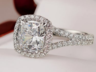 3 Carat Long Cushion Cut Certified D VVS1 Lab Grown Diamond in 14KT Solid White Gold Engagement - 2