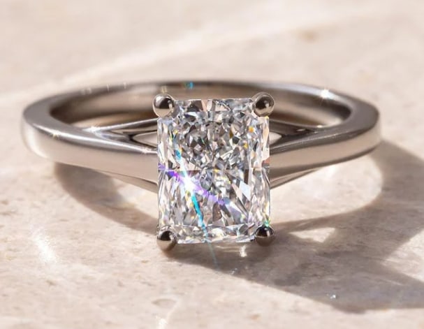 Certified 3 Carat Radiant Cut VVS1 E Color Lab Grown Diamond Wedding Ring 14kt Solid White Gold: Certified 3 Carat Radiant Cut VVS1 E Color Lab Grown Diamond Wedding Ring 14kt Solid White Gold - Ring Size US - 7 - Ring Resize Available free of cost- Free Shipping