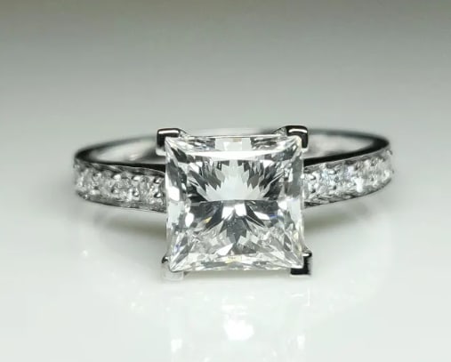 Certified 4 Carat Princess Lab Grown Diamond VVS1 E Color Wedding Ring 14kt Solid White Gold: Certified 4 Carat Princess Lab Grown Diamond VVS1 E Color Wedding Ring 14kt Solid White Gold Side Diamonds vs1 E color 0.40 Ct Ring Size US - 7 Ring Resize Available free of cost - Free Shipping