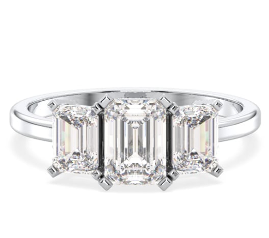 Certified 4 Carat Emerald Cut Lab Grown Diamond VVS1 F Color 14kt Solid White Gold Engagement Ring: Certified 4 Carat Emerald Cut Lab Grown Diamond VVS1 F Color 14kt Solid White Gold Engagement Ring - Ring Size US 6.5 - Ring Resize Available free of cost - Free Shipping