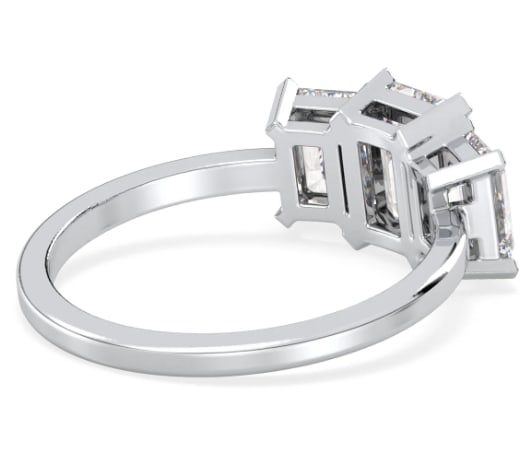 Certified 4 Carat Emerald Cut Lab Grown Diamond VVS1 F Color 14kt Solid White Gold Engagement Ring - 2