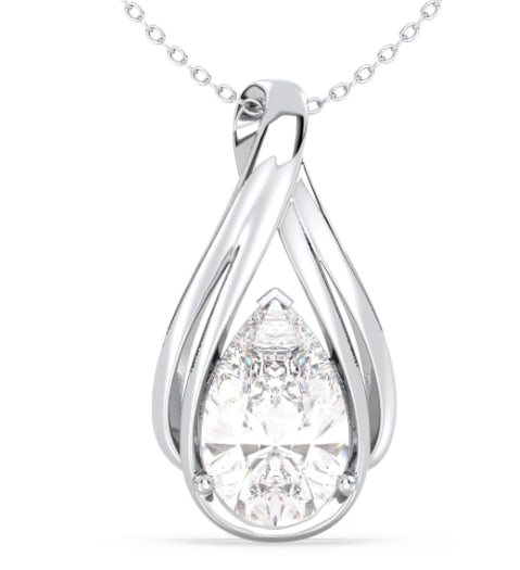 Certified 3 Carat Pear Cut Lab Grown Diamond VVS1 F Color 14kt Solid White Gold Pendant: Certified 3 Carat Pear Cut Lab Grown Diamond VVS1 F Color 14kt Solid White Gold Pendant - Ring Size US 6.5 - Ring Resize Available free of cost - Free Shipping….