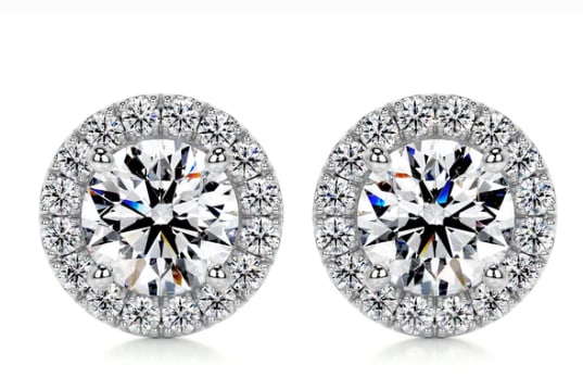 Certified 4 Carat Round Cut Lab Grown Diamond VVS1 D Color 14kt Solid White Gold Earrings: Certified 4 Carat Round Cut Lab Grown Diamond VVS1 D Color 14kt Solid White Gold Earrings - Side Stone is Lab Grwon Diamonds Round Cut VS1 E Color 0. 30 Ct …...