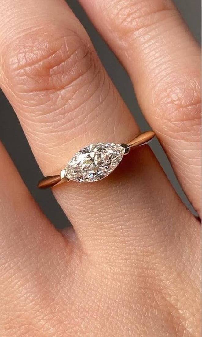 Certified 2 Carat Marquise Cut Lab Grown Diamond VVS1 E Color 14kt Solid Yellow Gold Engagement: Certified 2 Carat Marquise Cut Lab Grown Diamond VVS1 E Color 14kt Solid Yellow Gold Engagement Ring US 7 - Ring Resize Available free of Cost - Free Shipping