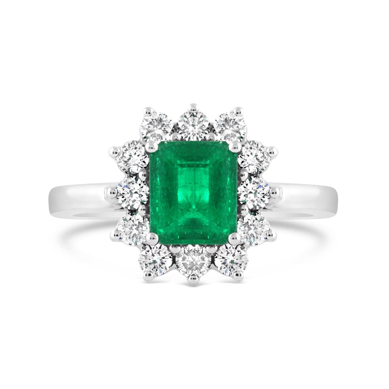 Certified 5.5 Carat Emerald Cut Lab Grown Green Emerald 14kt Solid White Gold Engagement Ring (1 of 1)