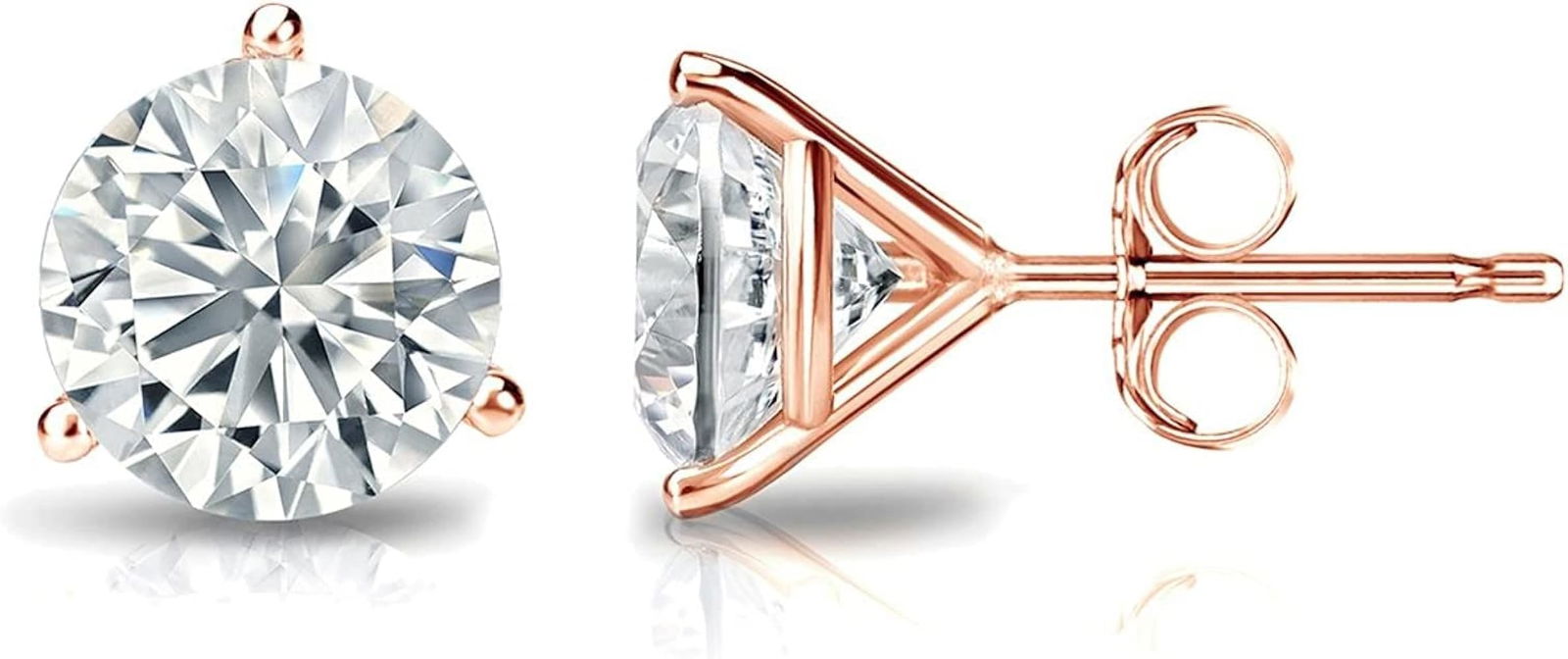 Certified 6 Carat Lab Grown Diamond 14KT Solid Rose Gold Earrings: Certified 6 Carat Lab Grown Diamond 14KT Solid Rose Gold Earrings - Round Cut VVS1 E Color ,