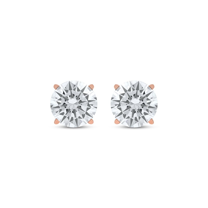 Certified 5 Carat Lab Grown Diamond 14KT Solid Rose Gold Earrings: Certified 5 Carat Lab Grown Diamond 14KT Solid Rose Gold Earrings - VVS1 D Color - Round Cut