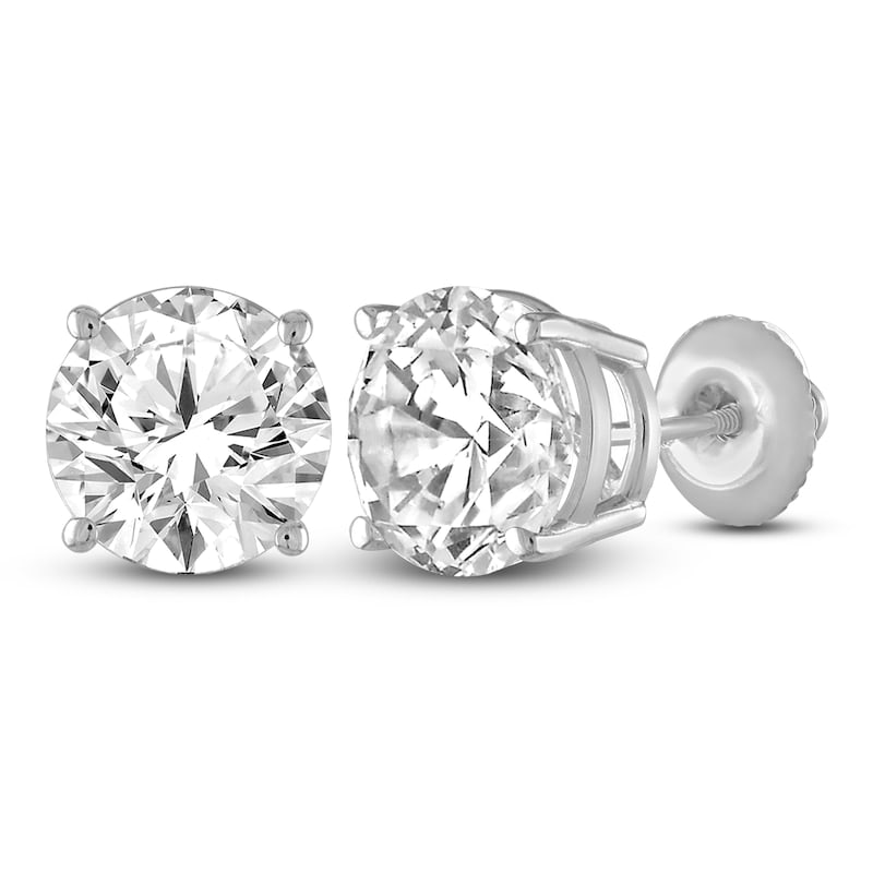 Certified 4 Carat Lab Grown Diamond 14KT Solid White Gold Earrings: Certified 4 Carat Lab Grown Diamond 14KT Solid White Gold Earrings -VVS1 D Color Round Cut