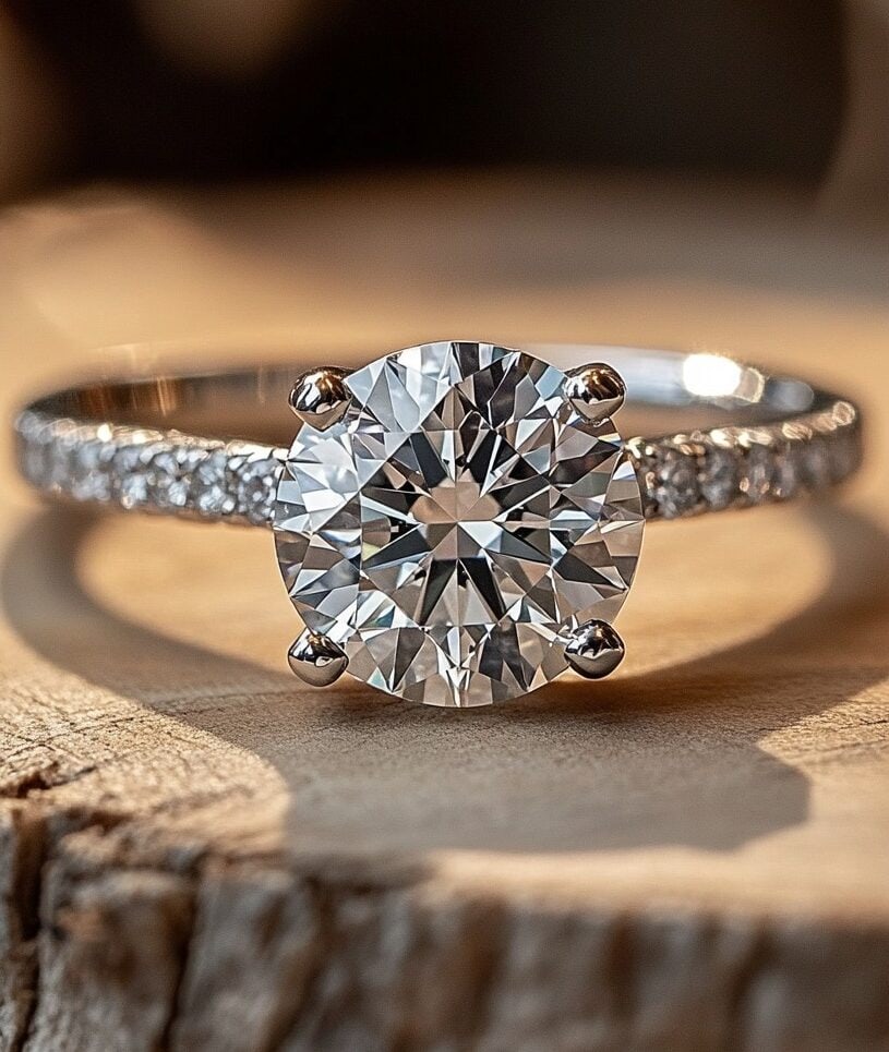 Certified 4 Carat Lab Grown Diamond 14kt Solid White Gold Engagement Ring: Certified 4 Carat Lab Grown Diamond 14kt Solid White Gold Engagement Ring E VVS1 Round Cut - Side Stone is VS1 E Color 0.40 ct Round Cut