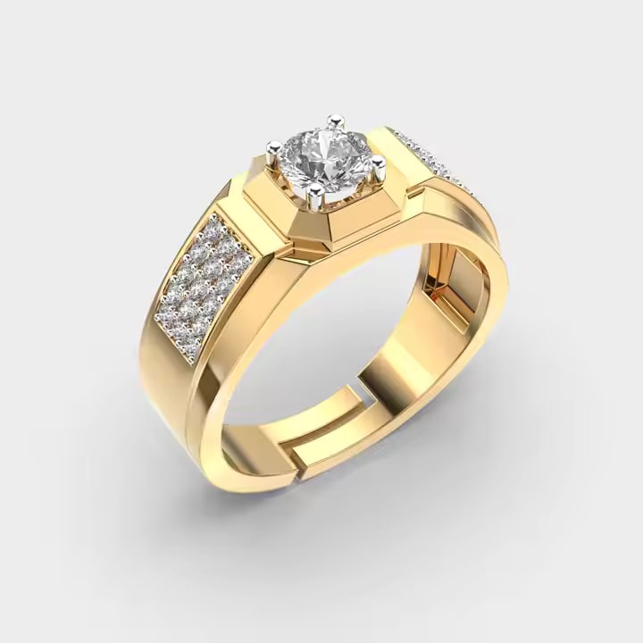 Man Ring -Certified 2 Carat Emerald Cut Lab Grown Diamond 14kt Solid Yellow Gold Engagement Ring: Man Ring -Certified 2 Carat Emerald Cut Lab Grown Diamond VVS1 D Color - 14kt Solid Yellow Gold Engagement Ring - Side Stone is 0.40 ct vs1 e color round cut - Ring Size US 7