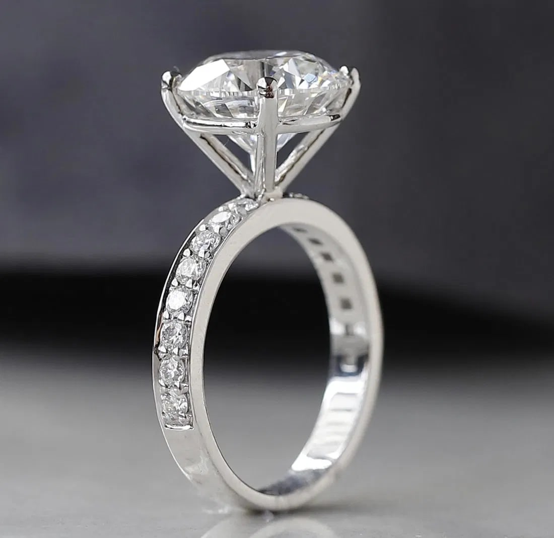 Certified 5 Carat Round Cut 18kt Solid White Gold Lab Grown Engagement Diamond Ring - 2