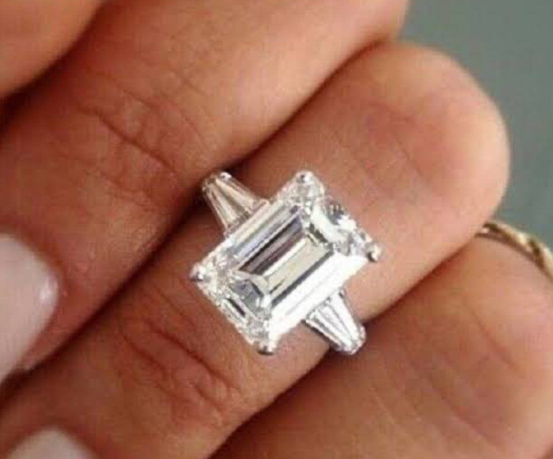 Certified 10.50 Carat Emerald Cut 14kt Solid White Gold D Color VVS1 Lab Grown Engagement Diamond - 3