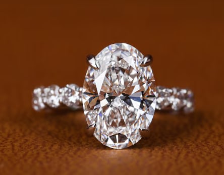 Certified 5 Carat Lab Grown Diamond Oval Cut D VVS1 14kt Solid White Gold Ring: Certified 5 Carat Lab Grown Diamond Oval Cut D VVS1 14kt Solid White Gold Ring - Side Stone Lab Grown Diamonds E VS1 - Round Cut 0.90 Ct - Ring Size US - 6.5 - Ring Resize Available free of Cost,--Fre