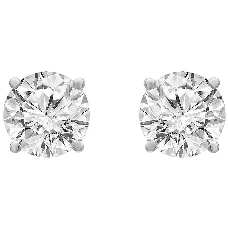 Certified 5.00 Ct. Lab Grown Diamond Earrings in 14K Solid White Gold: Certified 5.00 Ct. Lab Grown Diamond Earrings in 14K Solid White Gold F Color VS1 Round Cut
