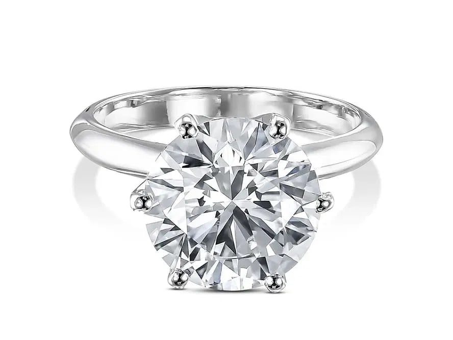 Certified 8 Ct. Lab Grown Diamond Engagement Ring in 14K Solid White Gold - Round Cut: Certified 8.00 Ct. Lab Grown Diamond Engagement Ring in 14K Solid White Gold - F-Color VVS1 Round Cut Excellent Luster- Ring Size US- 6.5 -)Ring Resize Available free of Cost---Free Shipping ,,