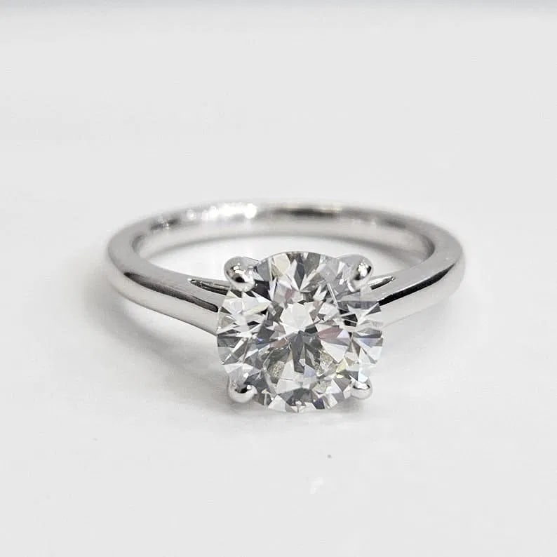 Certified 2.00 Ct. Lab Grown Diamond Engagement Ring in 14K Solid White Gold - Round Cut (1 of 4)