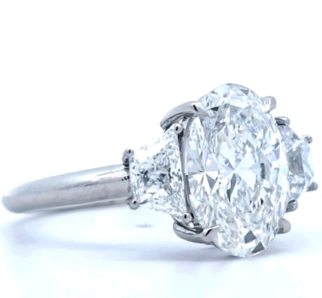 Certified 5 Carat Oval Cut 14kt Solid White Gold D Color VVS1 Lab Grown Engagement Diamond Ring - 3