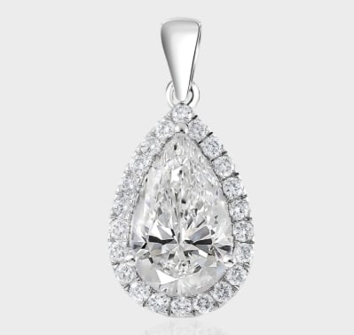Certified 5 Carat Pear Cut 14kt Solid White Gold D Color VVS1 Lab Grown Diamond Pendant: Certified 5 Carat Pear Cut 14kt Solid White Gold D Color VVS1 Lab Grown Diamond Pendant - Side Stone Lab Grwon Diamonds VS1 E Color ,