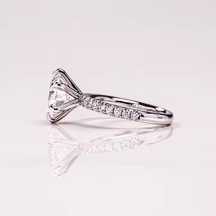 Certified 5 Carat Round Cut Lab Grown Diamond 14kt Solid White Gold Engagement Ring - 2