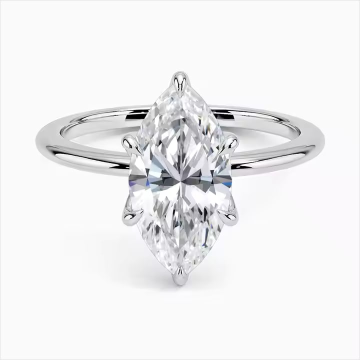 Certified 3 Carat Marquise Cut E VVS1 Lab Grown Diamond 14kt Solid White Gold Engagement Ring: Certified 3 Carat Marquise Cut E VVS1 Lab Grown Diamond 14kt Solid White Gold Engagement Ring - Ring Size US 6