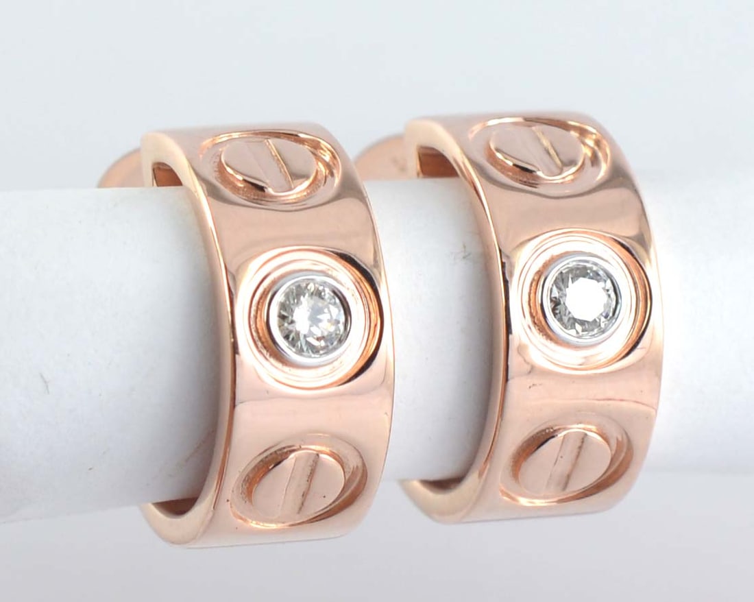 Cartier Style 18KT Solid Rose Gold Earrings VVS1 D Color 0.40 ct Lab Grown Diamond: Cartier Style 18KT Solid Rose Gold Earrings VVS1 D Color 0.40 ct Lab Grown Diamonds