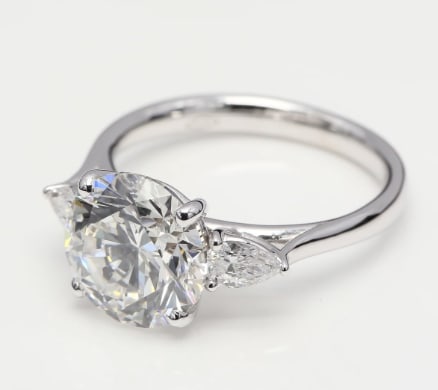 Certified 4 Ct Lab Grown Diamond Engagement Ring in 14K Solid White Gold - Round Cut - 2