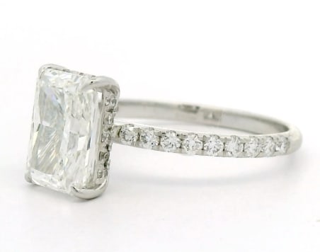 Certified 5 Ct Lab Grown Diamond Engagement Ring in 14K Solid White Gold - Radiant Cut - 2