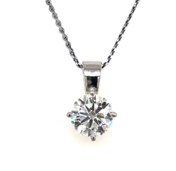 14kt Solid White Gold 2 Carat Round Cut Lab Grown Diamond VVS1 D Color Pendant (1 of 3)