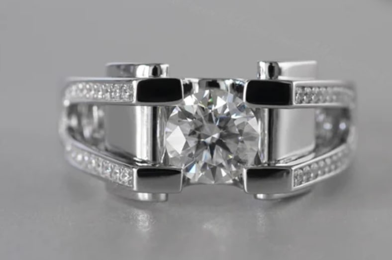 Men's Ring - Certified 1.5 Ct. 14KT Solid White Gold Lab Grown Diamond Round Cut Engagement Ring: Certified 1.5 Ct. 14KT Solid White Gold D VS1 Lab Grown Diamond Round Cut Engagement Ring - Side Stone Lab Grown Diamonds Round Cut VS1 E Color - Ring Size US 7