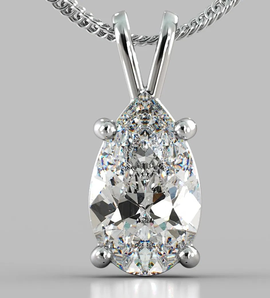 Certified 5 Carat Pear Cut 14kt Solid White Gold D Color VVS1 Lab Grown Diamond Pendant: Certified 5 Carat Pear Cut 14kt Solid White Gold D Color VVS1 Lab Grown Diamond Pendant - Only Pendant
