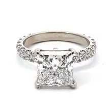 Certified 3 Carat Lab Grown Diamond D VVS1 Color 14kt Solid White Gold Engagement Ring: Certified 3 Carat Lab Grown Diamond Princess D VVS1 Color 14kt Solid White Gold Engagement Ring - Side Stone Lab Grown Diamonds 0.35 CT Round Cut VS1 E Color - Ring Size US 7