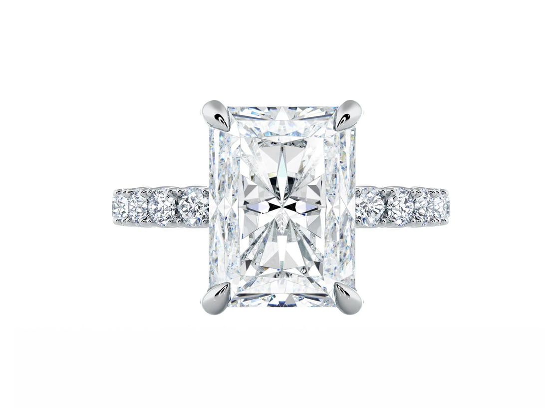 Certified 8.00 Carat Radiant Cut Lab Grown Diamond D VVS1 Color 14kt Solid White Gold Engagement: Certified 8.00 Carat Radiant Cut Lab Grown Diamond D VVS1 Color 14kt Solid White Gold Engagement Ring Side Stone Lab Grown Diamonds 0.40 CT Round Cut VS1 E Color - Ring Size US 7