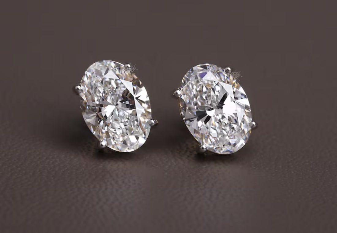 Certified 5.00 Carat Oval Cut Lab Grown Diamond D VVS1 Color 14kt Solid Yellow Gold Earrings: Certified 5.00 Carat Oval Cut Lab Grown Diamond D VVS1 Color 14kt Solid Yellow Gold Earrings