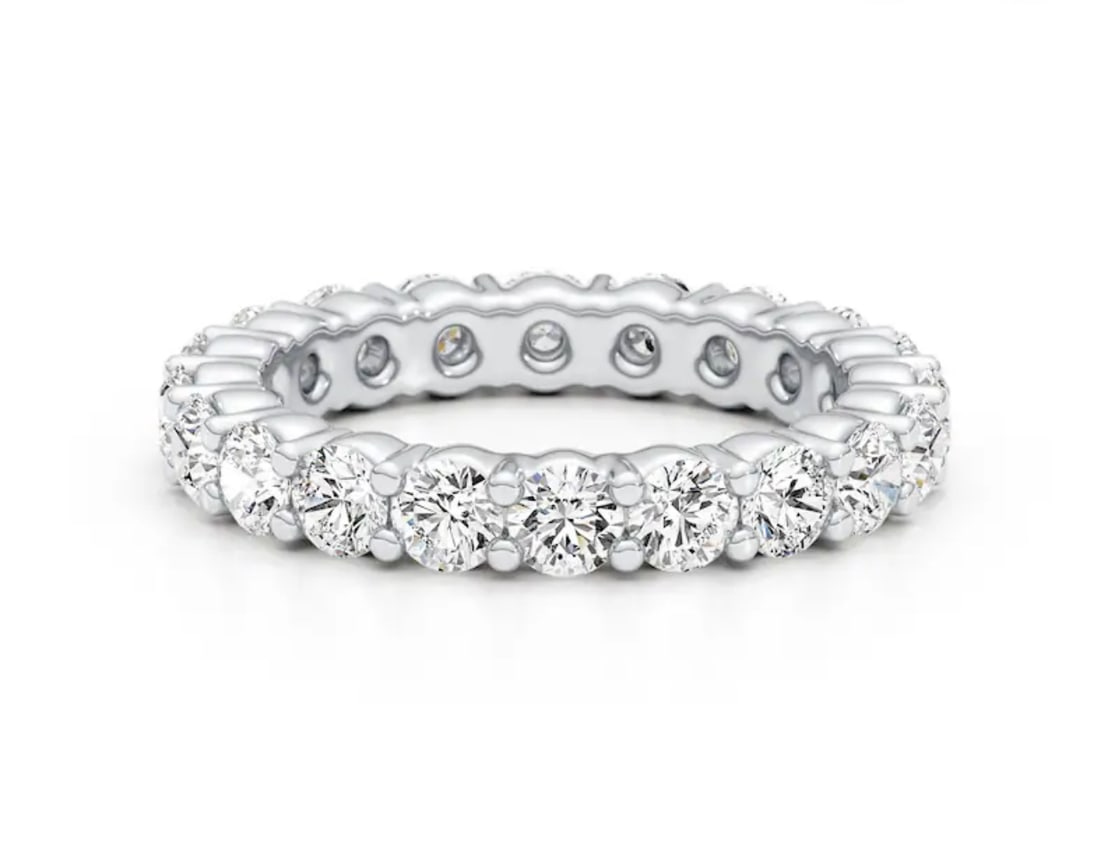 Certified 3.00 Carat Round Cut Lab Grown Diamond D VVS1 Color 14kt Solid White Gold Engagement: Certified 3.00 Carat Round Cut Lab Grown Diamond D VVS1 Color 14kt Solid White Gold Engagement Full Eternity Band - Ring Size US -7
