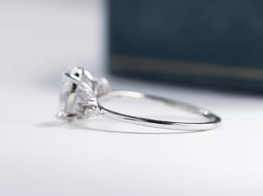 Certified 2.00 Carat Oval Cut Lab Grown Diamond D VVS1 Color 14kt Solid White Gold Engagement Ring - 2