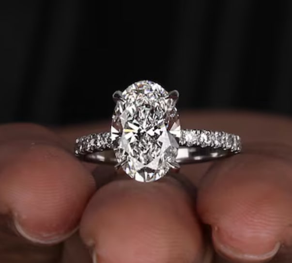 Certified 4.5 Carat Radiant Cut Lab Grown Diamond D VVS1 Color 14kt Solid White Gold Engagement - 2