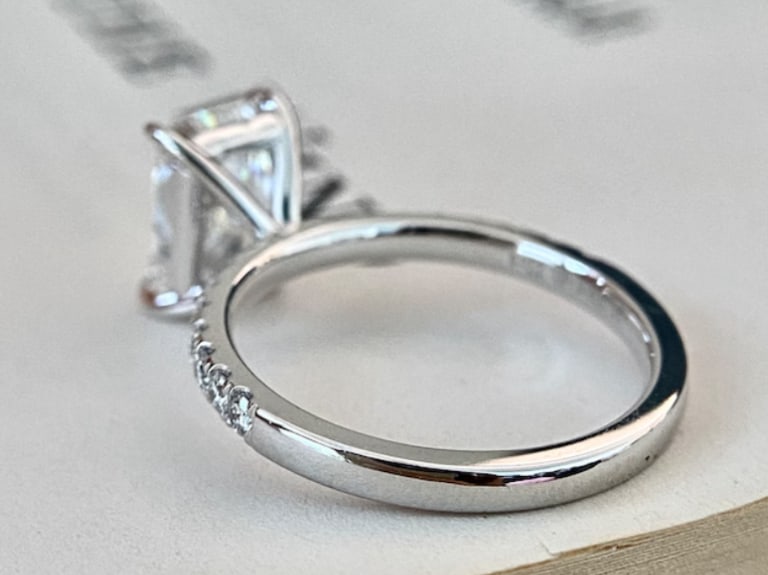 Certified 3.5 Carat Radiant Cut Lab Grown Diamond D VVS1 Color 14kt Solid White Gold Engagement Ring - 2