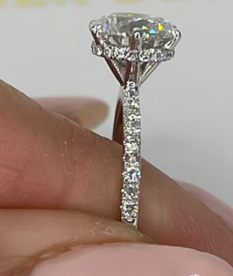 Certified 3 Carat Round Cut Lab Grown Diamond D VVS1 Color 14kt Solid White Gold Engagement Ring - 2