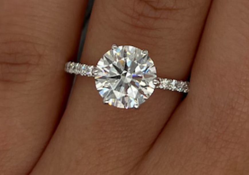 Certified 3 Carat Round Cut Lab Grown Diamond D VVS1 Color 14kt Solid White Gold Engagement Ring - 3