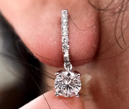 Certified 4 Carat Round Cut Lab Grown Diamond VVS1 D Color 14kt Solid White Gold Earrings: Certified 4 Carat Round Cut Lab Grown Diamond VVS1 D Color 14kt Solid White Gold Earrings - Side Stone is Lab Grwon Diamonds Round Cut VS1 E Color 0. 40 Ct ……
