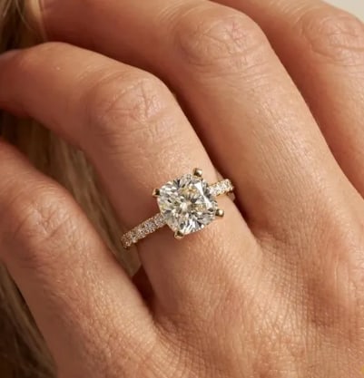 Certified 2 CT Cushion Cut D VS1 Lab Grown Diamond Engagement Ring 14KT Solid Yellow Gold (1 of 3)