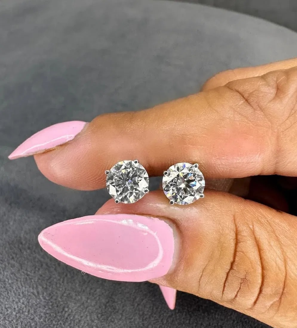 Certified 2.00 Ct. Lab Grown Diamond Earrings in 14K Solid White Gold: Certified 2.00 Ct. Lab Grown Diamond Earrings in 14K Solid White Gold - F Color VVS1 -Round Excellent Luster---Free Shipping ,