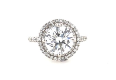 Certified 3Carat Lab Grown Diamond D VVS1 Color 14kt Solid White Gold Engagement Ring: Certified 3Carat Lab Grown Diamond D VVS1 Color 14kt Solid White Gold Engagement Ring - Side Stone Lab Grown Diamonds 0.35 CT Round Cut VS1 E Color - Ring Size US 6
