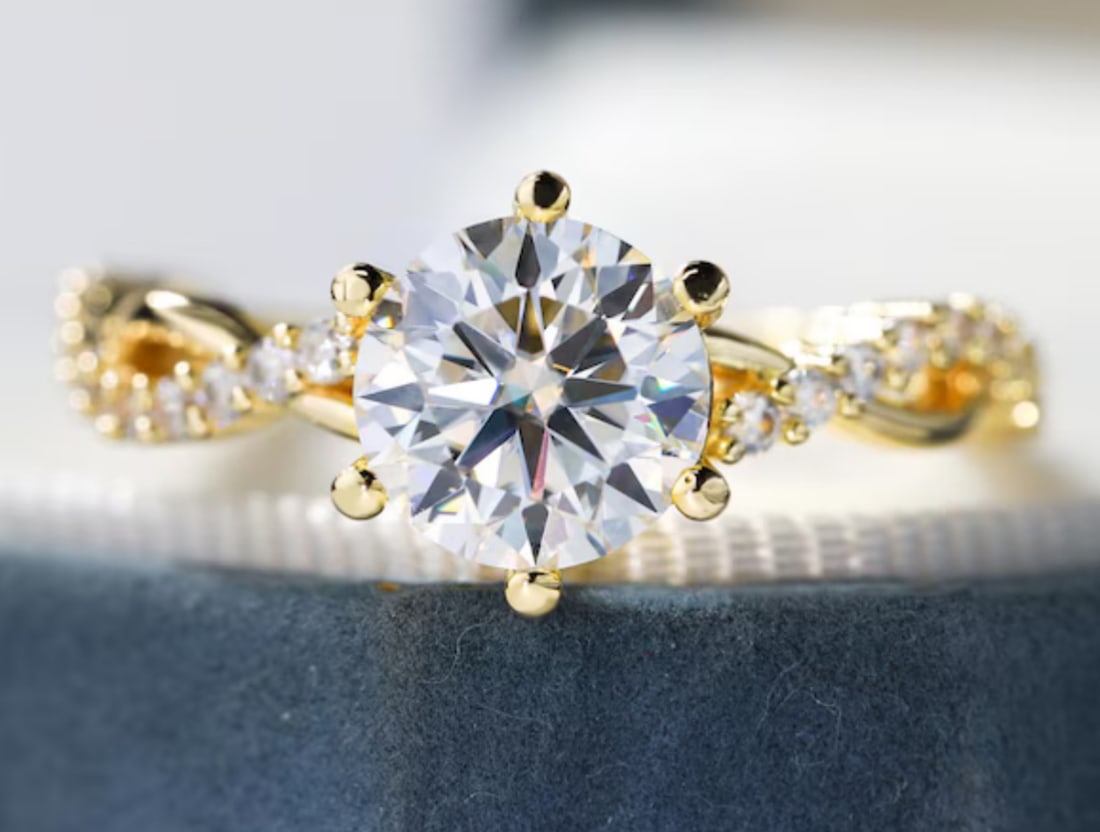 Certified 2.00 Carat Round Cut Lab Grown Diamond D VVS1 Color 14kt Solid Yellow Gold Engagement (1 of 3)
