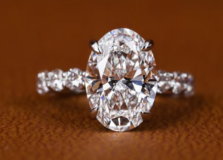 5 Carat Oval Cut Certified D VVS1 Lab Grown Diamond in 14KT Solid White Gold Engagement Ring: 5 Carat Oval Cut Certified D VVS1 Lab Grown Diamond in 14KT Solid White Gold Engagement Ring - Side Stone Lab Grown Diamonds VVS1 D color Round Cut 0.60 ct - Excellent Luster -& Free Shipping - Ring S