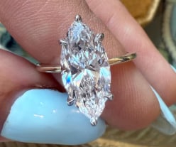 3.5 Carat Marquise Cut Certified D VVS1 Lab Grown Diamond in 14KT Solid White Gold Engagement Ring: 3.5 Carat Marquise Cut Certified D VVS1 Lab Grown Diamond in 14KT Solid White Gold Engagement Ring - Side Stone Lab Grown Diamonds VVS1 D color Round Cut 0.20 ct - Excellent Luster -& Free Shipping - 