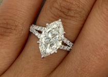 3.50 Carat Marquise Cut Certified D VVS1 Lab Grown Diamond in 14KT Solid White Gold Engagement Ring: 3.50 Carat Marquise Cut Certified D VVS1 Lab Grown Diamond in 14KT Solid White Gold Engagement Ring - Side ze Stone Lab Grown Diamonds VVS1 D color Round Cut 0.40 ct - Excellent Luster -& Free Shippin