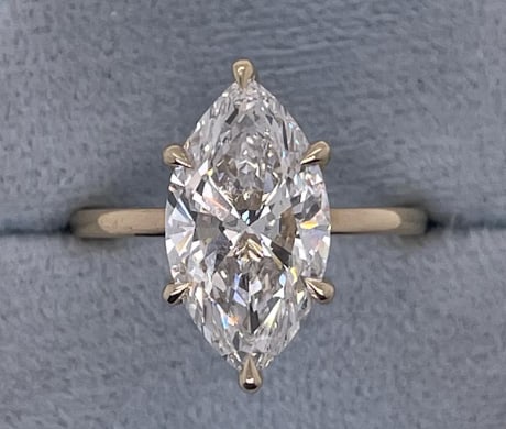 4.00 Carat Marquise Cut Certified D VVS1 Lab Grown Diamond in 14KT Solid Yellow Gold Engagement Ring: 4.00 Carat Marquise Cut Certified D VVS1 Lab Grown Diamond in 14KT Solid Yellow Gold Engagement Ring - Side Stone Lab Grown Diamonds VVS1 D color Round Cut 0.40 ct - Excellent Luster -& Free Shipping 
