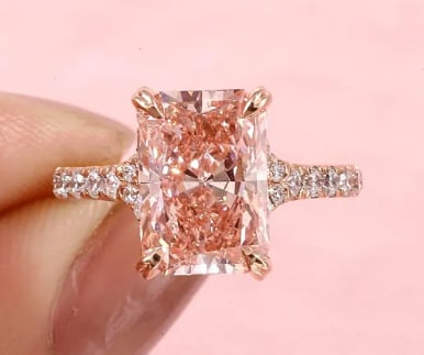3 Carat Radiant Cut Certified VVS1 Lab Grown Diamond in 14KT Solid Rose Gold Engagement Ring: 3 Carat Radiant Cut Certified VVS1 Lab Grown Diamond in 14KT Solid Rose Gold Engagement Ring - Side Stone Lab Grown Diamonds VVS1 D Round Cut 0.50 Ct - Excellent Luster -& Free Shipping - Ring Size US